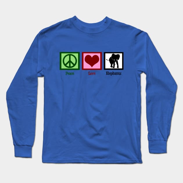 Peace Love Elephants Long Sleeve T-Shirt by epiclovedesigns